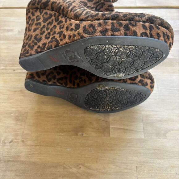 GIANNI BINI Womens Size 8M Leopard Suede Slouch Ankle Platform Wedge Bootie Read - Picture 6 of 11